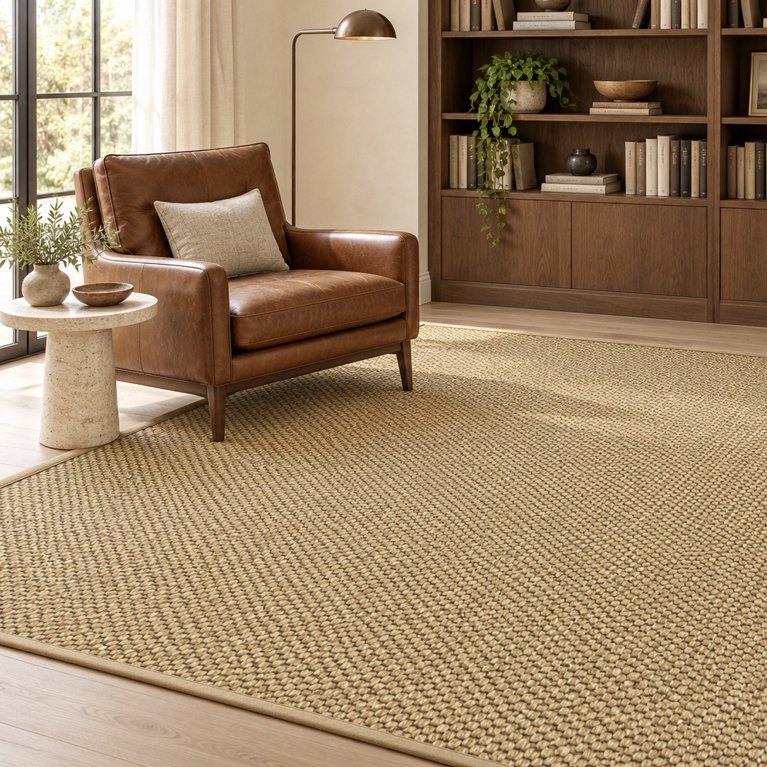 22BFE5BD-A18B-41FF-8916-4900629066E6 Basket-like flat-woven texture of San Miguel sisal.